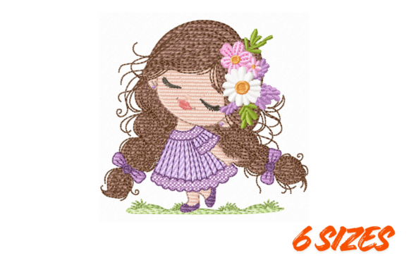 Cute Floral Girl Embroidery Design Art Review