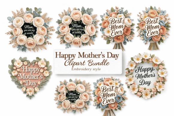 Happy Mothers Day Embroidery Clipart Set Review