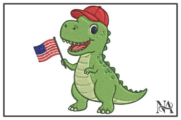 Patriotic T-Rex USA Flag Embroidery Design Review